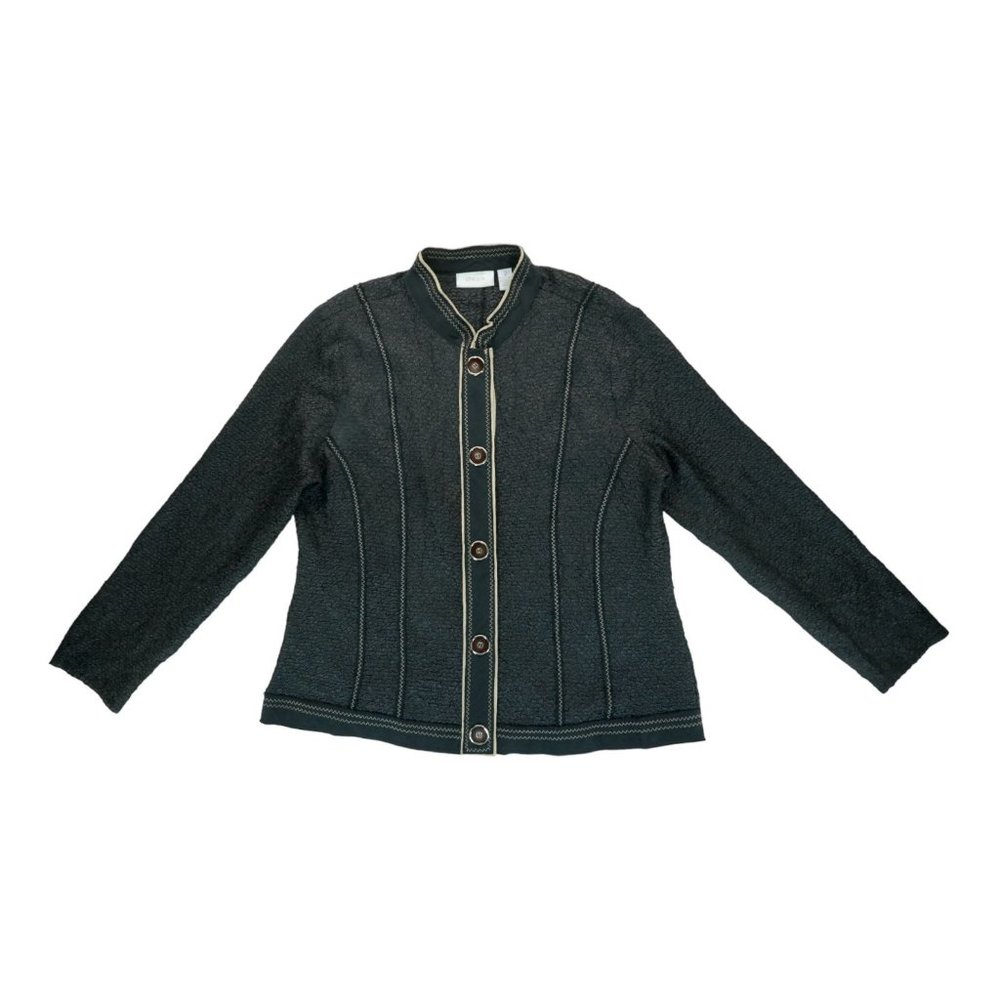 Chico's Lightweight Stretch Button Front‎ Black Jacket Size 2 Travel